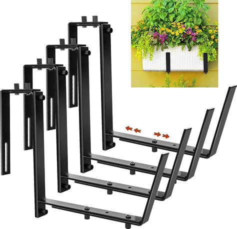 flower box brackets on metal railing|adjustable deck flower box brackets.